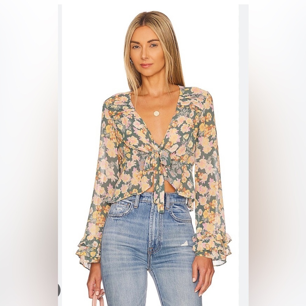NWT. $98R Free People Maybel Blouse Happy Combo - Picture 2 of 12